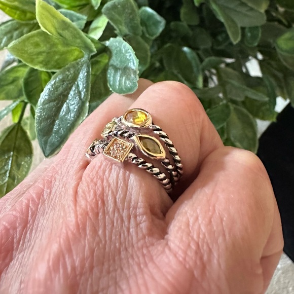Park Lane “All That” Ring. Three Silver Twisted Strand With Unique Stones. 6 1/2 - Picture 5 of 8